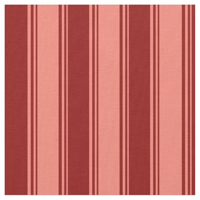 Salmon & Dark Red Coloured Stripes/Lines Pattern Fabric (Close Up)