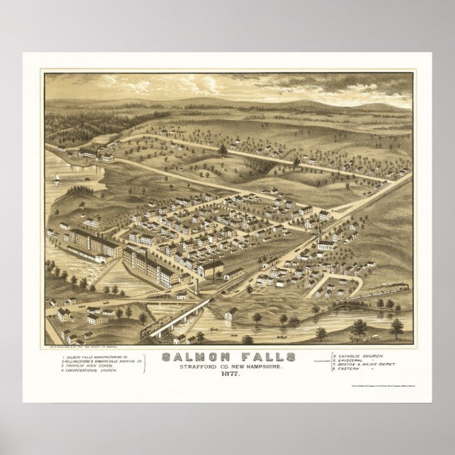 Salmon Falls, NH Panoramic Map - 1877 Poster (Front)