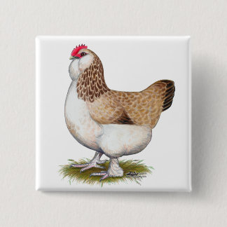 Salmon Faverolle Hen 15 Cm Square Badge