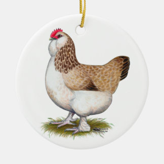 Salmon Faverolle Hen Ceramic Tree Decoration