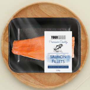 Salmon Fillets Fish Product Label with Logo
