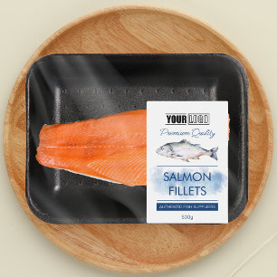 Salmon Fillets Fish Product Label with Logo