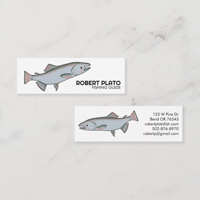 Salmon Fish Fishing Minimalist Unique Nature  Mini Business Card (Front/Back)