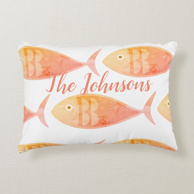 Salmon Fish Group Accent Pillow (Front)