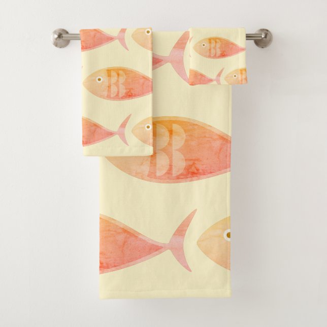 Salmon Fish Group Bath Towel Set (Insitu)