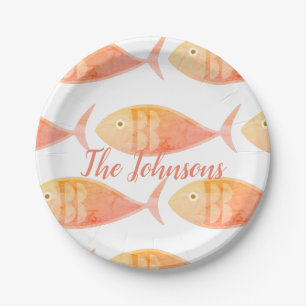 Salmon Fish Group Paper Plate