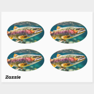 Salmon fish oval sticker