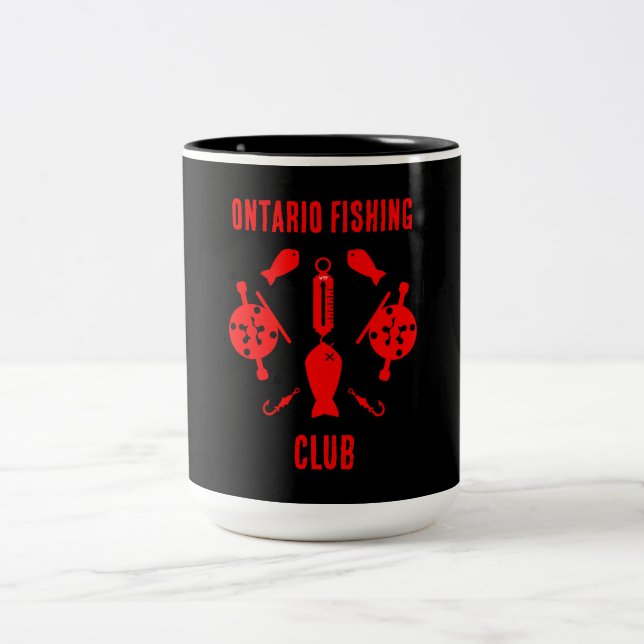 Salmon fishing Canada Two-Tone Coffee Mug (Center)