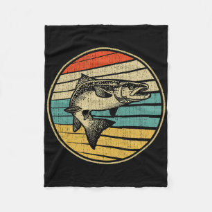 Salmon Fishing Fish Vintage Retro 70s 80s Fisherma Fleece Blanket