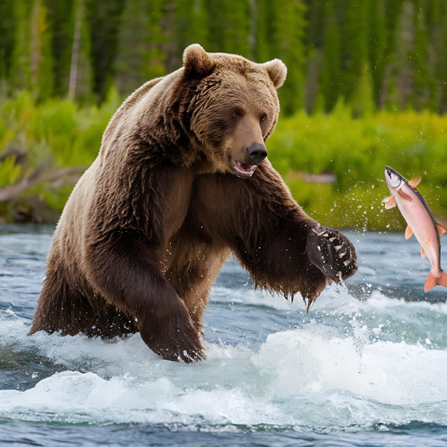 Salmon Fishing Grizzly Bear Jigsaw Puzzle (Creator Uploaded)