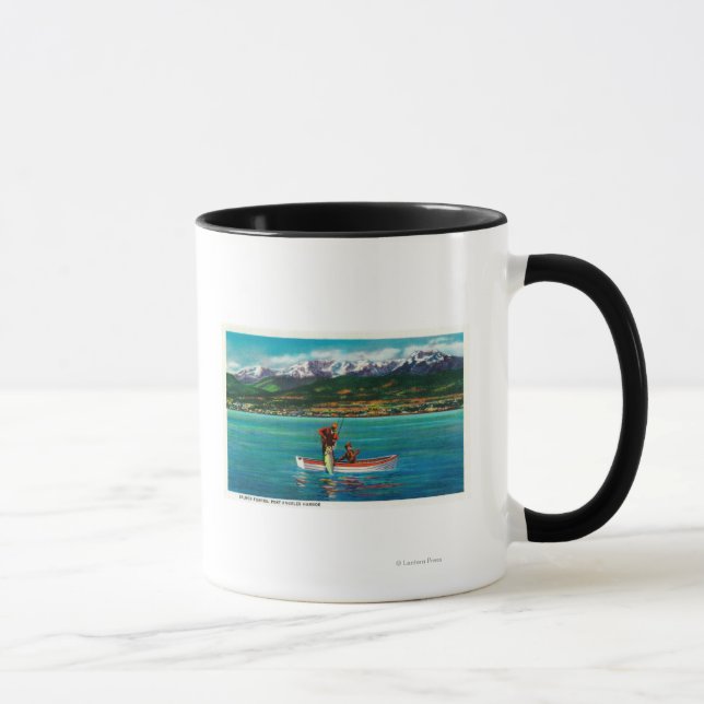 Salmon Fishing in Port Angeles Harbour Mug (Right)
