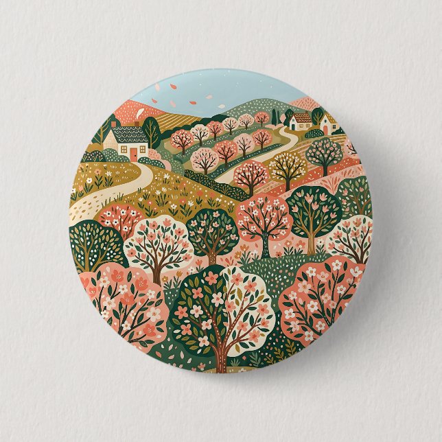 Salmon Forest Green Boho Buttons (Front)