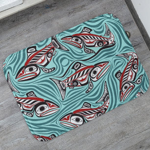 Salmon Haida Art Spirit Pacific Northwest Native Bath Mat