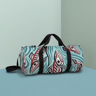 Salmon Haida Art Spirit Pacific Northwest Native Duffle Bag