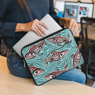 Salmon Haida Art Spirit Pacific Northwest Native Laptop Sleeve