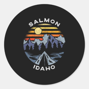 Salmon Idaho Mountains Vacation Camping Souvenir Classic Round Sticker