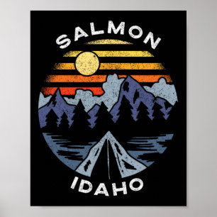 Salmon Idaho Mountains Vacation Camping Souvenir Poster