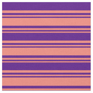 Salmon & Indigo Coloured Stripes Fabric