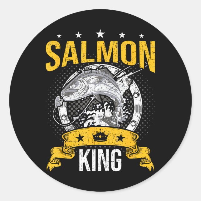 Salmon King Fly Salmon Fishing Classic Round Sticker (Front)