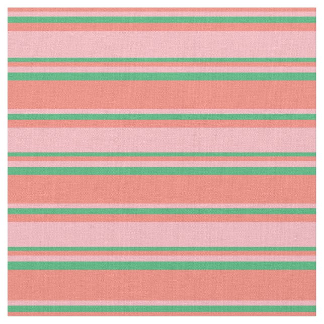 Salmon, Light Pink & Sea Green Pattern Fabric (Close Up)