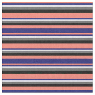 Salmon, Midnight Blue, Lavender, Dim Grey & Black Fabric