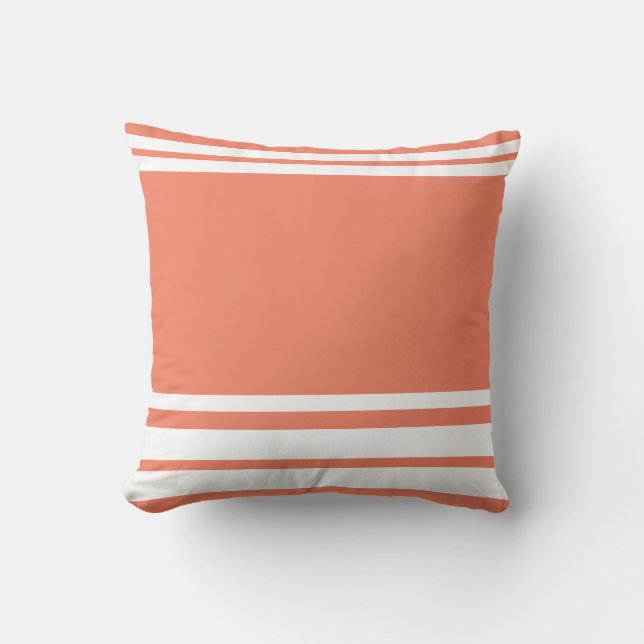 Salmon : Modern Lines and Circle in white Cushion (Front)