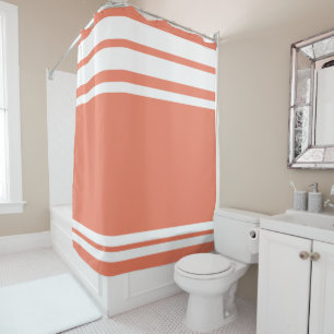 Salmon: Modern lines in White Shower Curtain