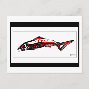 Salmon Native art Postcard
