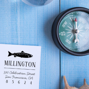 Salmon   Nautical Family Name & Return Address Self-inking Stamp