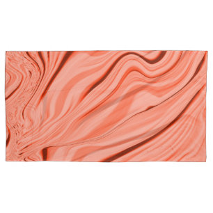 Salmon, peach, coral and pink mix wavy pillowcase