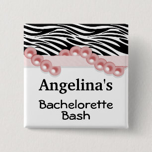 Salmon Pearls And Ribbon Guest Party Favour 15 Cm Square Badge