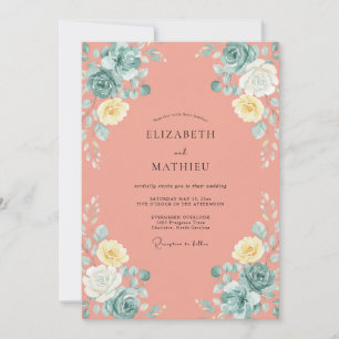 Salmon Peony Wedding Invitation