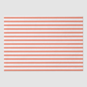 Salmon Pink and White Stripes Tissue Paper