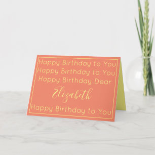 Salmon Pink and Yellow Birthday Song Card