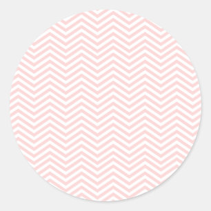 Salmon Pink Chevron Classic Round Sticker