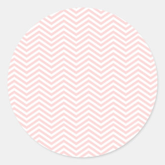 Salmon Pink Chevron Classic Round Sticker