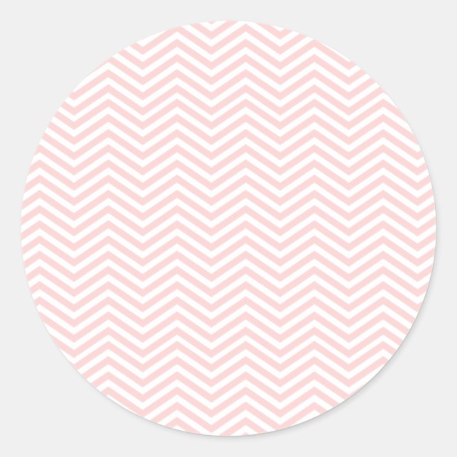 Salmon Pink Chevron Classic Round Sticker (Front)