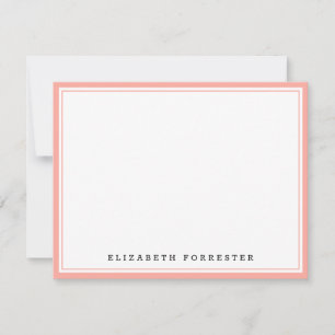 Salmon Pink Classic Double Border Correspondence Card