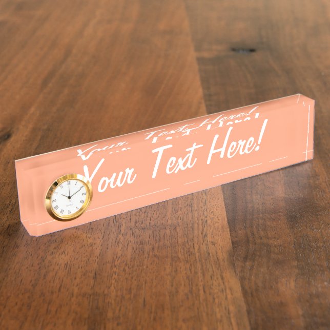 Salmon Pink colour accent customisable Nameplate (Side)