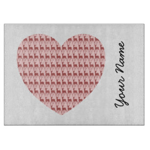 Salmon Pink Deer Heart Personalised Name Cutting Board