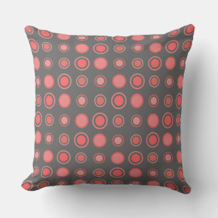 Salmon, pink dots on Gray Cushion