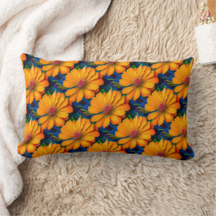 Salmon Pink Floral Pattern Lumbar Cushion