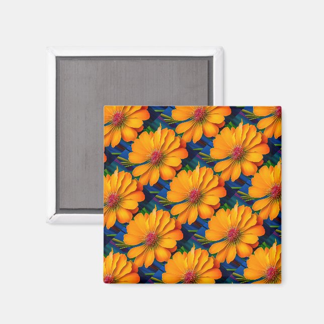 Salmon Pink Floral Pattern Magnet (Front/Back)
