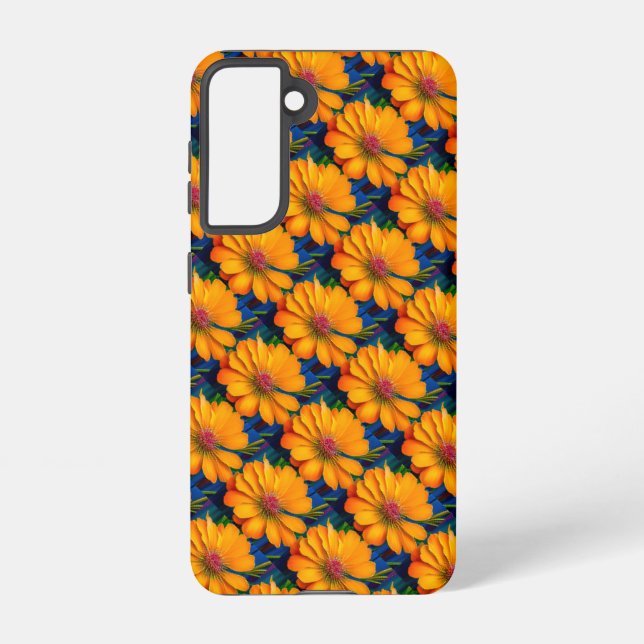 Salmon Pink Floral Pattern Samsung Galaxy S21 Case (Back)