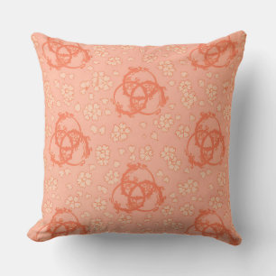 Salmon Pink Flower Design Cushion