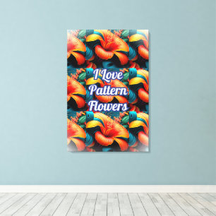 Salmon Pink Flowers Pattern Canvas Print