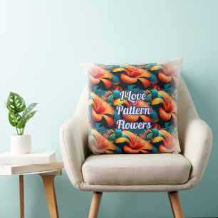 Salmon Pink Flowers Pattern Cushion