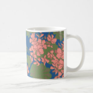 Salmon Pink Geranium Screen-printed Design Coffee Mug