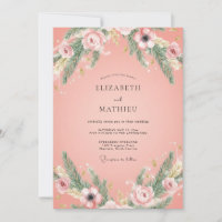 Salmon Pink Graceful Winter Wedding