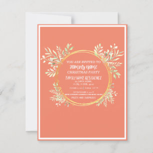 SALMON PINK MERRY CHRISTMAS HAPPY HOLIDAYS INVITATION